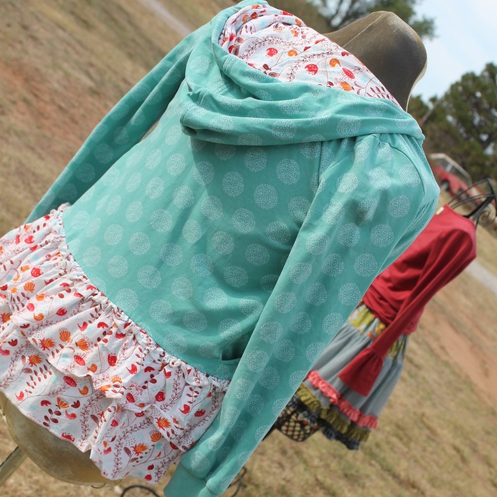 435 MATILDA JANE Size 12 Full Zip Ruffled Hoodie